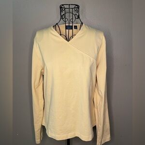 Westbound Petite Stretch Vneck Light Yellow Longsleeve Top Size Petite Medium